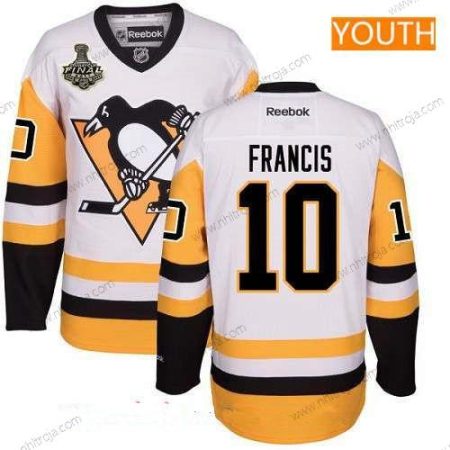 Herrar Ungdomen Pittsburgh Penguins #10 Ron Francis Vit Tredje tröjan 2017 Stanley Cup Finals Patch Stitched NHL Reebok Hockey Tröjor