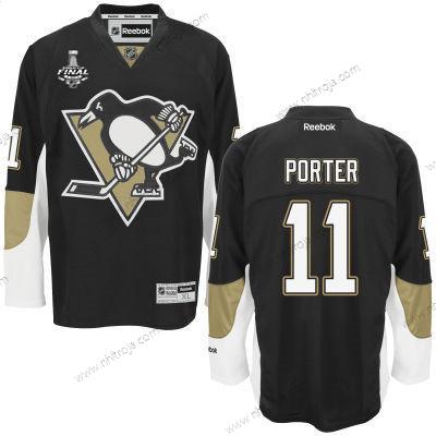 Herrar Ungdomen Pittsburgh Penguins #11 Kevin Porter Svart 2017 Stanley Cup NHL Finals Patch Hemma Tröjor