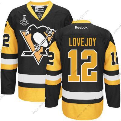 Herrar Ungdomen Pittsburgh Penguins #12 Ben Lovejoy Svart With Guld 2017 Stanley Cup NHL Finals Patch Tröjor