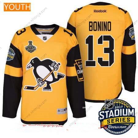 Herrar Ungdomen Pittsburgh Penguins #13 Nick Bonino Gul Stadium Series 2017 Stanley Cup Finals Patch Stitched NHL Reebok Hockey Tröjor