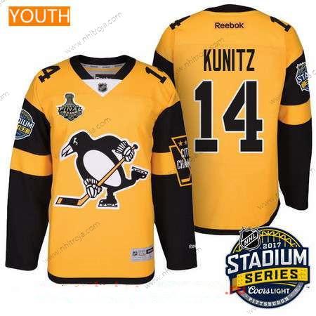 Herrar Ungdomen Pittsburgh Penguins #14 Chris Kunitz Gul Stadium Series 2017 Stanley Cup Finals Patch Stitched NHL Reebok Hockey Tröjor