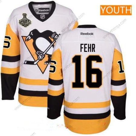 Herrar Ungdomen Pittsburgh Penguins #16 Eric Fehr Vit Tredje tröjan 2017 Stanley Cup Finals Patch Stitched NHL Reebok Hockey Tröjor