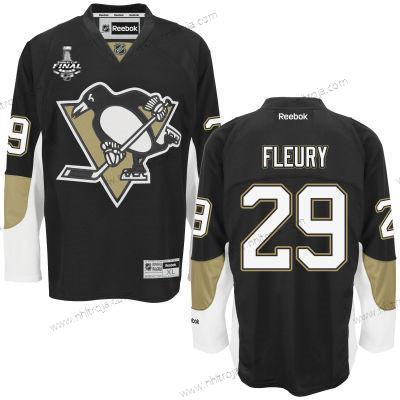 Herrar Ungdomen Pittsburgh Penguins #29 Marc-Andre Fleury Svart 2017 Stanley Cup NHL Finals Patch Hemma Tröjor