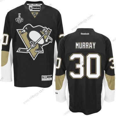 Herrar Ungdomen Pittsburgh Penguins #30 Matt Murray Svart 2017 Stanley Cup NHL Finals Patch Hemma Tröjor