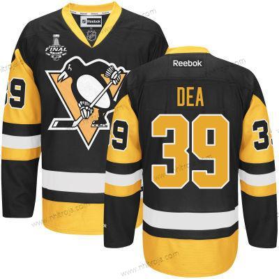 Herrar Ungdomen Pittsburgh Penguins #39 Jean-Sebastien Dea Svart With Guld 2017 Stanley Cup NHL Finals Patch Tröjor