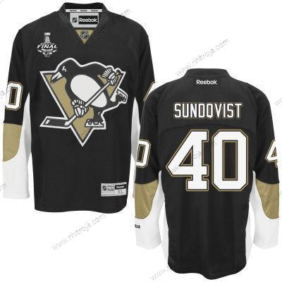 Herrar Ungdomen Pittsburgh Penguins #40 Jean-Sebastien Dea Svart 2017 Stanley Cup NHL Finals Patch Hemma Tröjor