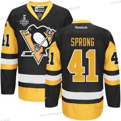 Herrar Ungdomen Pittsburgh Penguins #41 Daniel Sprong Svart With Guld 2017 Stanley Cup NHL Finals Patch Tröjor