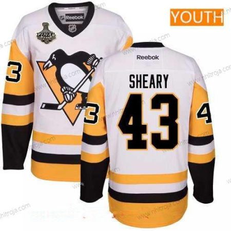 Herrar Ungdomen Pittsburgh Penguins #43 Conor Sheary Vit Tredje tröjan 2017 Stanley Cup Finals Patch Stitched NHL Reebok Hockey Tröjor