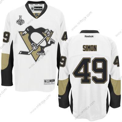 Herrar Ungdomen Pittsburgh Penguins #49 Dominik Simon Vit 2017 Stanley Cup NHL Finals Patch Borta Tröjor