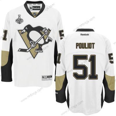 Herrar Ungdomen Pittsburgh Penguins #51 Derrick Pouliot Vit 2017 Stanley Cup NHL Finals Patch Borta Tröjor