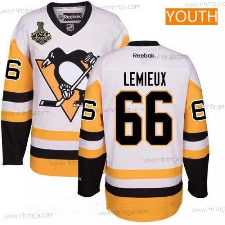 Herrar Ungdomen Pittsburgh Penguins #66 Mario Lemieux Vit Tredje tröjan 2017 Stanley Cup Finals Patch Stitched NHL Reebok Hockey Tröjor