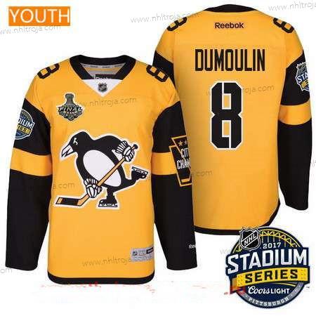 Herrar Ungdomen Pittsburgh Penguins #8 Brian Dumoulin Gul Stadium Series 2017 Stanley Cup Finals Patch Stitched NHL Reebok Hockey Tröjor