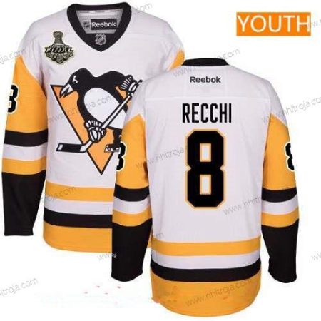 Herrar Ungdomen Pittsburgh Penguins #8 Mark Recchi Vit Tredje tröjan 2017 Stanley Cup Finals Patch Stitched NHL Reebok Hockey Tröjor