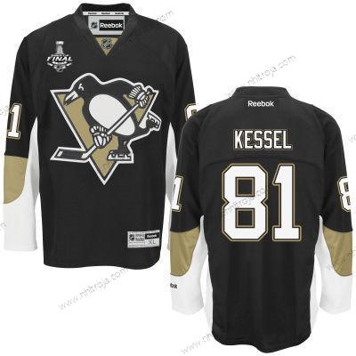 Herrar Ungdomen Pittsburgh Penguins #81 Phil Kessel Svart 2017 Stanley Cup NHL Finals Patch Hemma Tröjor