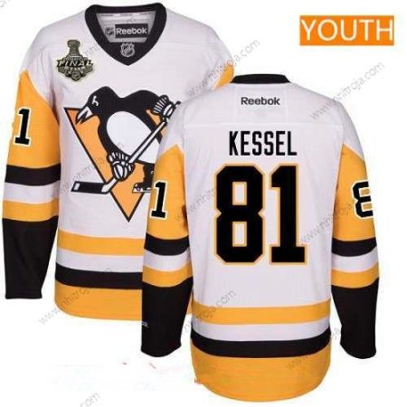 Herrar Ungdomen Pittsburgh Penguins #81 Phil Kessel Vit Tredje tröjan 2017 Stanley Cup Finals Patch Stitched NHL Reebok Hockey Tröjor