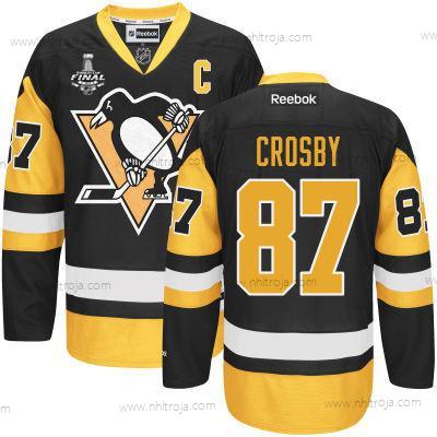 Herrar Ungdomen Pittsburgh Penguins #87 Sidney Crosby Svart With Guld 2017 Stanley Cup NHL Finals C Patch Tröjor