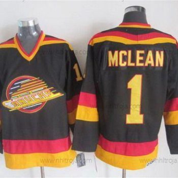 Herrar Vancouver Canucks #1 Kirk Mclean 1985-86 Svart CCM Vintage Retro