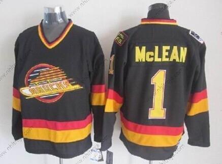 Herrar Vancouver Canucks #1 Kirk Mclean Svart Retro CCM Tröjor