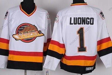 Herrar Vancouver Canucks #1 Roberto Roberto Luongo Vit Retro CCM Tröjor