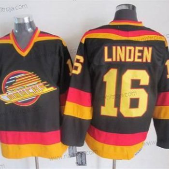 Herrar Vancouver Canucks #16 Trevor Linden 1985-86 Svart CCM Vintage Tröjor