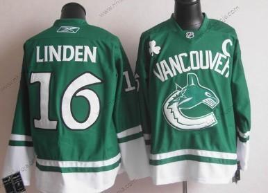 Herrar Vancouver Canucks #16 Trevor Linden St. Patrick’S Day Grön Tröjor