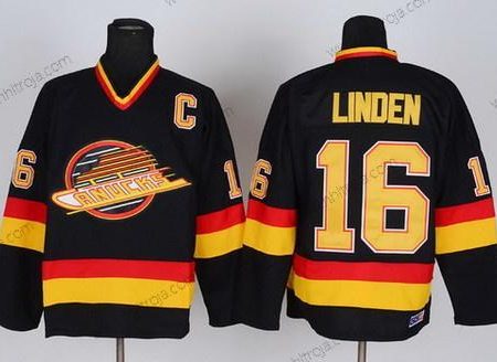 Herrar Vancouver Canucks #16 Trevor Linden Svart Retro CCM Tröjor