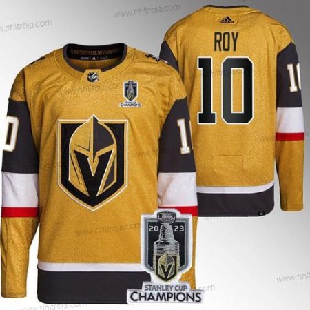 Herrar Vegas Golden Knights #10 Nicolas Roy Guld 2023 Stanley Cup Champions Stitched Tröjor