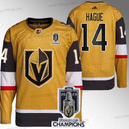 Herrar Vegas Golden Knights #14 Nicolas Hague Guld 2023 Stanley Cup Champions Stitched Tröjor