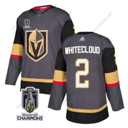 Herrar Vegas Golden Knights #2 Zach Whitecloud Grå 2023 Stanley Cup Champions Stitched Tröjor