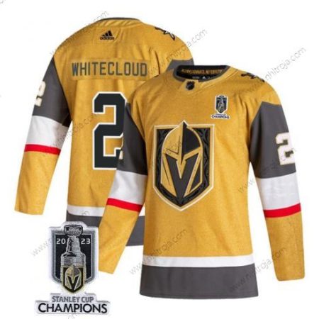 Herrar Vegas Golden Knights #2 Zach Whitecloud Guld 2023 Stanley Cup Champions Stitched Tröjor