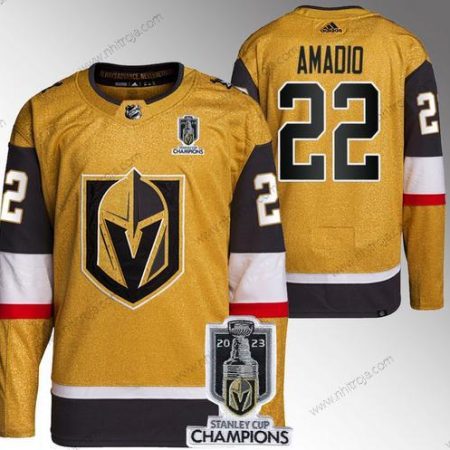 Herrar Vegas Golden Knights #22 Michael Amadio Guld 2023 Stanley Cup Champions Stitched Tröjor