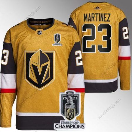 Herrar Vegas Golden Knights #23 Alec Martinez Guld 2023 Stanley Cup Champions Stitched Tröjor