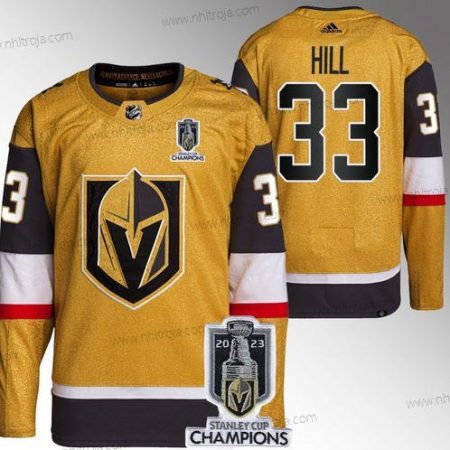 Herrar Vegas Golden Knights #33 Adin Hill Guld 2023 Stanley Cup Champions Stitched Tröjor