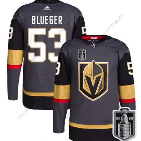 Herrar Vegas Golden Knights #53 Teddy Blueger Grå 2023 Stanley Cup Final Stitched Tröjor