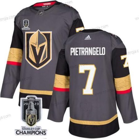 Herrar Vegas Golden Knights #7 Alex Pietrangelo Grå 2023 Stanley Cup Champions Stitched Tröjor