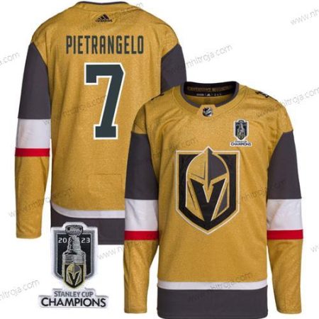 Herrar Vegas Golden Knights #7 Alex Pietrangelo Guld 2023 Stanley Cup Champions Stitched Tröjor