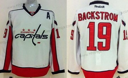 Herrar Washington Capitals #19 Nicklas Backstrom Vit Tröjor