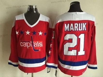 Herrar Washington Capitals #21 Dennis Maruk 1987-88 Röd CCM Vintage Tröjor