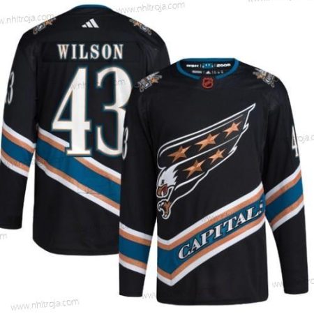 Herrar Washington Capitals #43 Tom Wilson Svart 2022-23 Omvänd Retro Stitched Tröjor