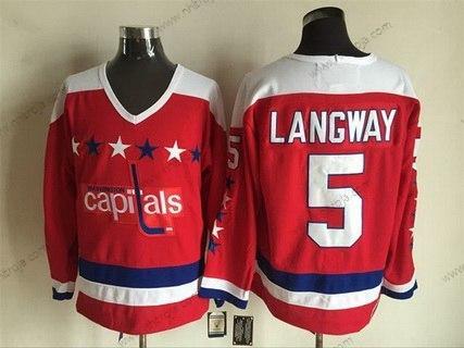 Herrar Washington Capitals #5 Rod Langway 1987-88 Röd CCM Vintage Tröjor