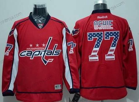 Herrar Washington Capitals #77 T. J. Oshie Reebok Röd USA Flag Hockey Tröjor