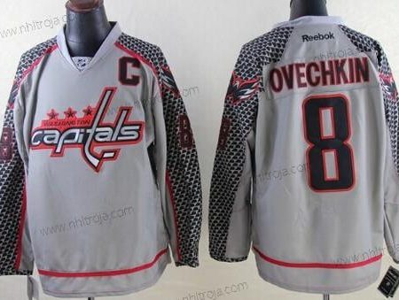 Herrar Washington Capitals #8 Alex Ovechkin Charcoal Grå Tröjor