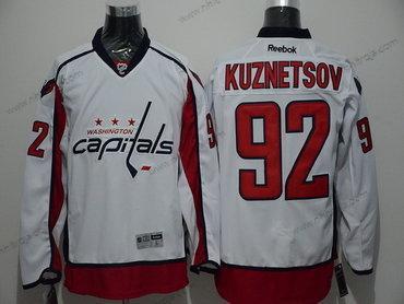 Herrar Washington Capitals #92 Evgeny Kuznetsov Reebok Vit Hockey Borta Tröjor