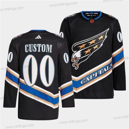 Herrar Washington Capitals Skräddarsydda Svart 2022-23 Omvänd Retro Stitched Tröjor