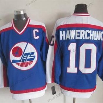 Herrar Winnipeg Jets #10 Dale Hawerchuk 1979-80 Blå CCM Vintage Tröjor