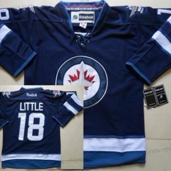 Herrar Winnipeg Jets #18 Bryan Little Marin Blå Tröjor