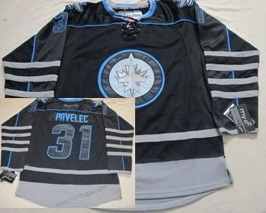 Herrar Winnipeg Jets #31 Ondrej Pavelec Svart Ice Tröjor