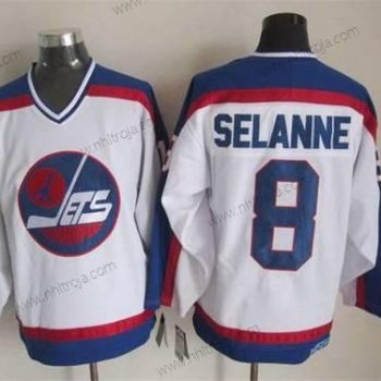 Herrar Winnipeg Jets #8 Teemu Selanne 1979-80 Vit CCM Vintage Tröjor