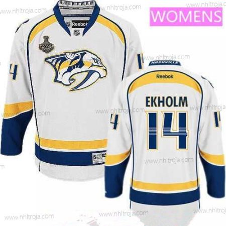 Herrar WoNashville Predators #14 Mattias Ekholm Vit 2017 Stanley Cup Finals Patch Stitched NHL Reebok Hockey Tröjor