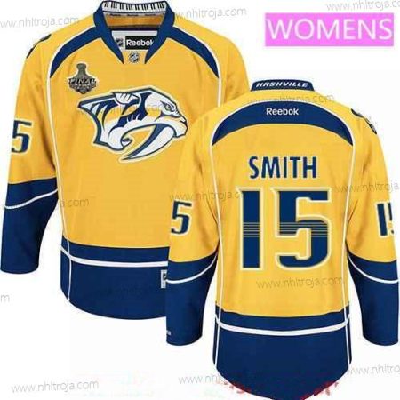 Herrar WoNashville Predators #15 Craig Smith Gul 2017 Stanley Cup Finals Patch Stitched NHL Reebok Hockey Tröjor